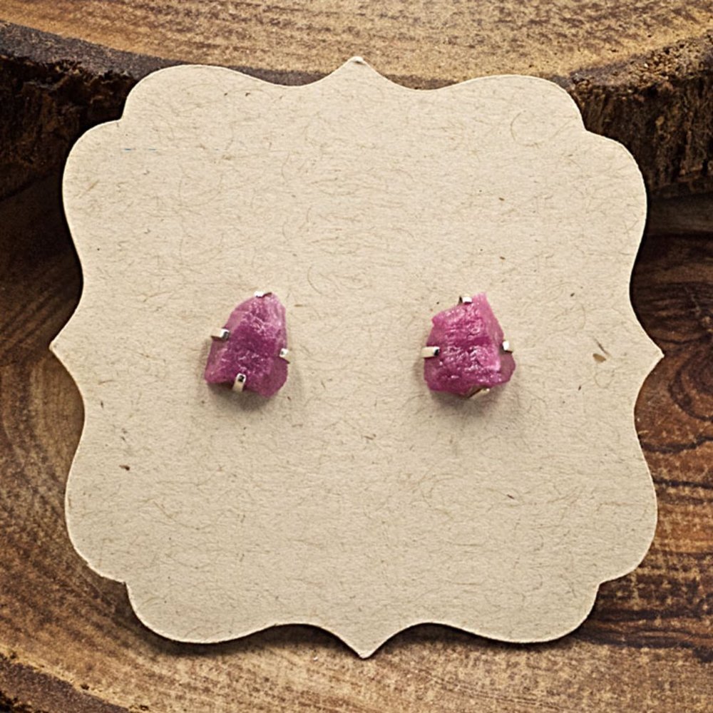 Ruby And Sterling Silver Crystal Stud Earrings - … - image 1